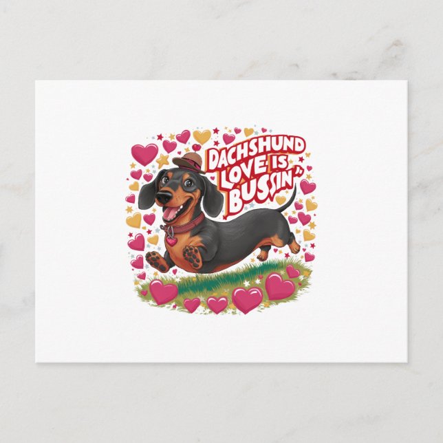 Postal De Invitación El amor por los Dachshund es Bussin (Anverso)