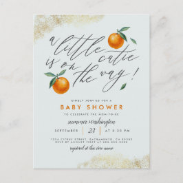 Postal De Invitación El azul moderno un poco cursi Naranja Baby Shower