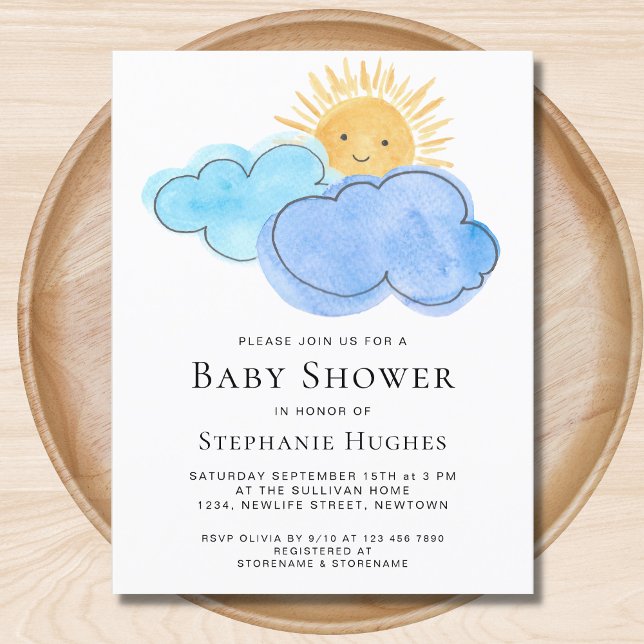 Postal De Invitación El Baby Shower de Sunshine and Clouds Boy (Subido por el creador)