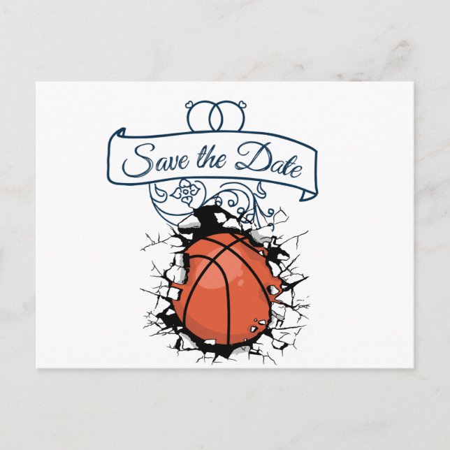 Postal De Invitación El baloncesto salva al Boda de fechas (Anverso)