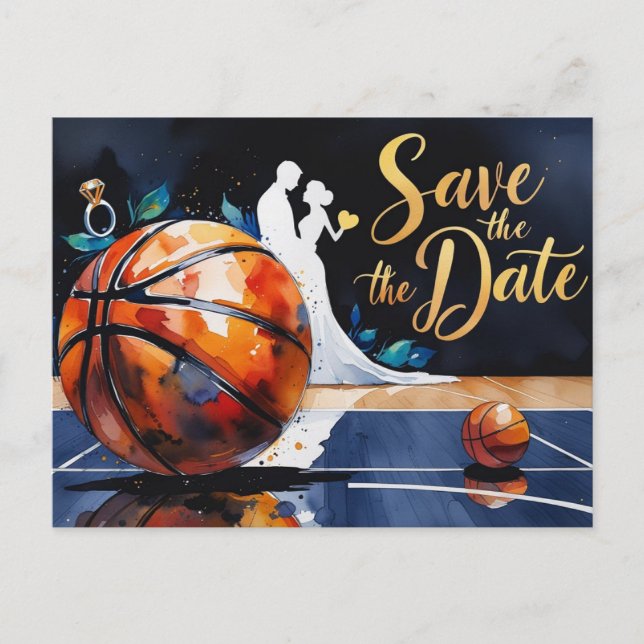 Postal De Invitación El baloncesto salva al Boda de fechas (Anverso)