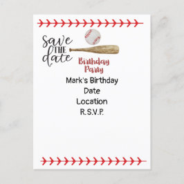 Postal De Invitación El béisbol salva la fecha de cumpleaños