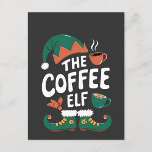 Postal De Invitación El café divertido del elfo, el amante de la cafeín