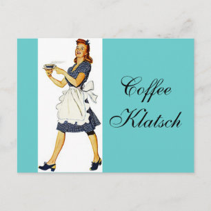 Postal De Invitación El café Klatsch de la camarera del vintage de la