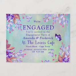 Postal De Invitación El compromiso de Lilac Purple Forget-me-not