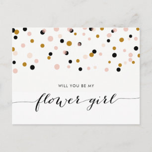 Postal De Invitación El Confetti Rosa Moderno Serás Mi Niña Flor