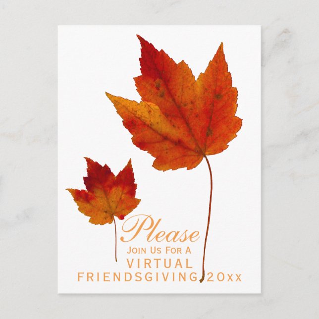 Postal De Invitación El Día de la Amistad Virtual Maple en otoño deja v (Anverso)