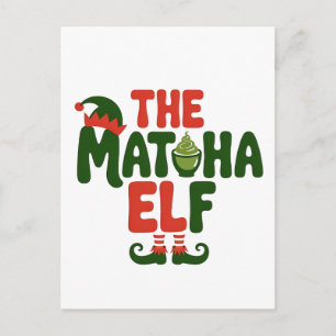 Postal De Invitación El Duende de Matcha Divertido Bebida de Navidad de