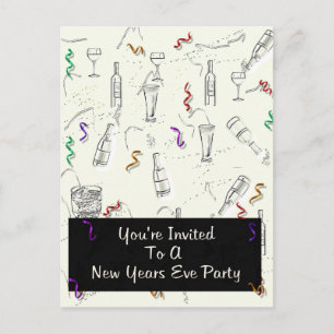 Postal De Invitación El fiesta de Noche Vieja