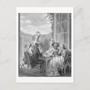 Postal De Invitación El Fiesta Whist, 1783, grabado por Jean Dambrun (1