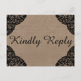 Postal De Invitación El Lazo Negro Sobre La Rústica Colección De Bodas 