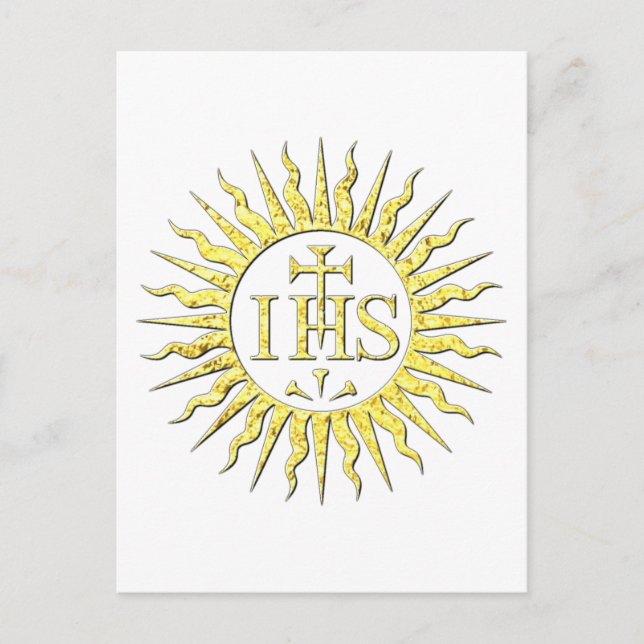Postal De Invitación El Monograma del IHS en oro (Anverso)