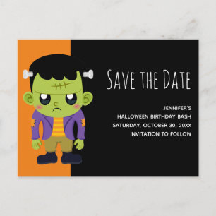 Postal De Invitación El Monstruo Frankenstein Verde Halloween salva la 