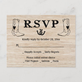 Postal De Invitación El RSVP Occidental Boots Country Wedboy Boots Wood