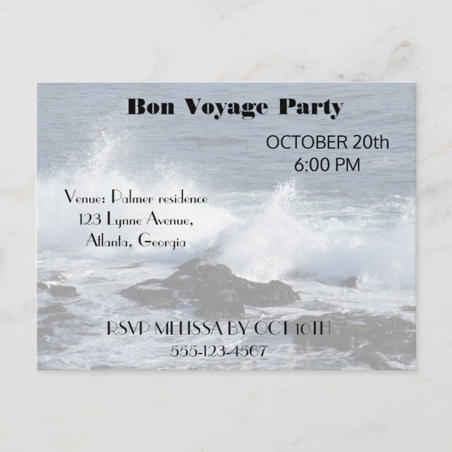 Postal De Invitación El surf en el Océano Pacífico (Anverso)