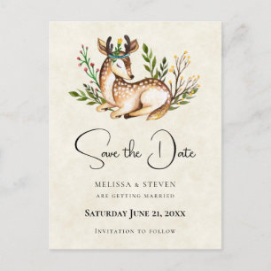 Postal De Invitación El venado acuarela lanza el Boho Guardar la fecha