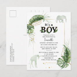 Postal De Invitación Elefante de animales Safari Baby Shower