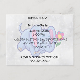 Postal De Invitación Elefante de dibujos animados lindo