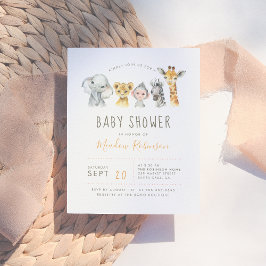 Postal De Invitación Elefante moderno Baby Shower: animales de la jungl