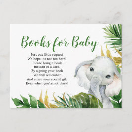 Postal De Invitación Elefante tropical Libros de Baby Shower para bebé