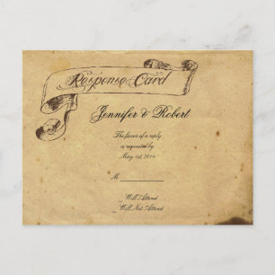 Postal De Invitación Elegancia anticuada pergamino Quill RSVP