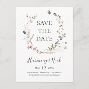 Postal De Invitación Elegancia Botánica para Días Festivos   Blanco Avi