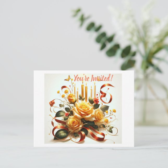 Postal De Invitación Elegancia floral: celebración en flor (Anverso de pie)