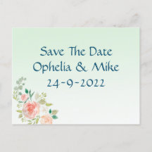 Elegancia floral de menta guardar la fecha Postcar