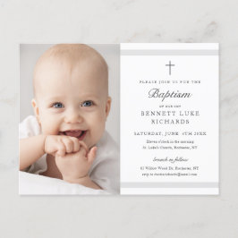 Postal De Invitación Elegancia Moderna Bautizo de Niños o Niñas con Fot