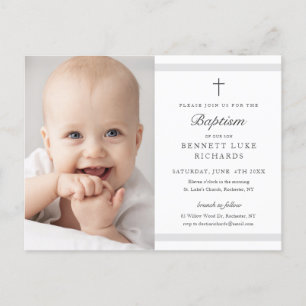 Postal De Invitación Elegancia moderna Niños o Chicas Foto Bautismo