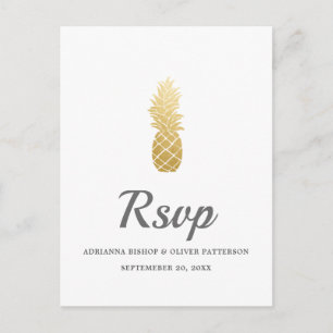 Postal De Invitación Elegancia tropical Pineapple Wedding RSVP