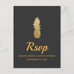 Postal De Invitación Elegancia Tropical Respuesta Boda Piña