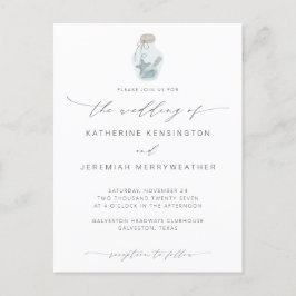 Postal De Invitación Elegant Beach Seashell Boda de caligrafía moderna