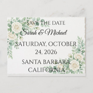 Postal De Invitación Elegant Eucalyptus Save the Date Postcard