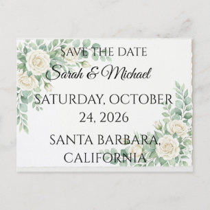 Postal De Invitación Elegant Eucalyptus Save the Date Postcard