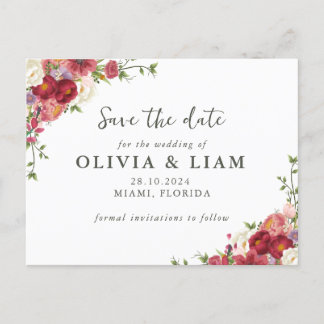 Postal De Invitación Elegant Floral Save the Date Post Card