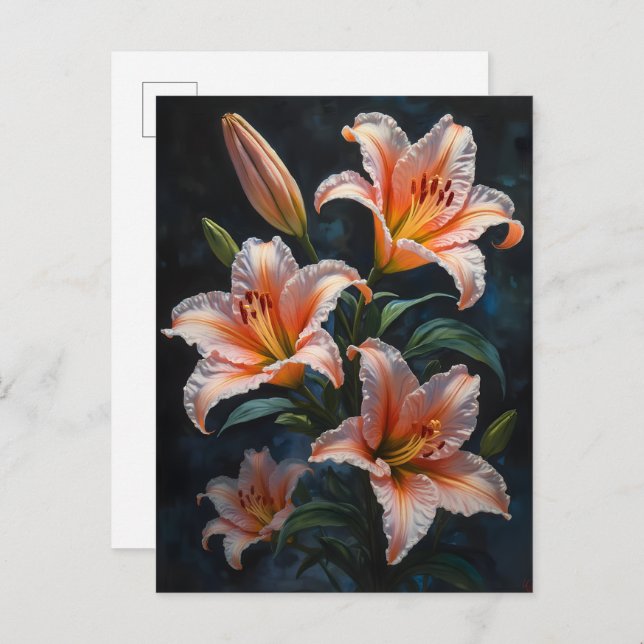 Postal De Invitación Elegant Lily Flower Art – Premium Prints & Unique  (Anverso / Reverso)