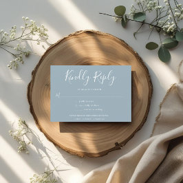 Postal De Invitación Elegant Minimal Dusty Blue Wedding RSVP