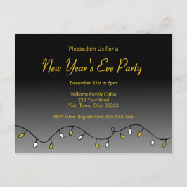 Postal De Invitación Elegant New Year's Eve Party 2026 Black Gold 
