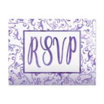 Elegante acuarela Morado Flourishes Boda RSVP