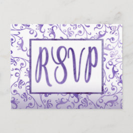 Postal De Invitación Elegante acuarela Morado Flourishes Boda RSVP