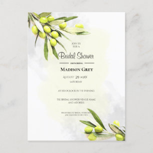 Postal De Invitación Elegante acuarela Olive Brands Bridal Shower