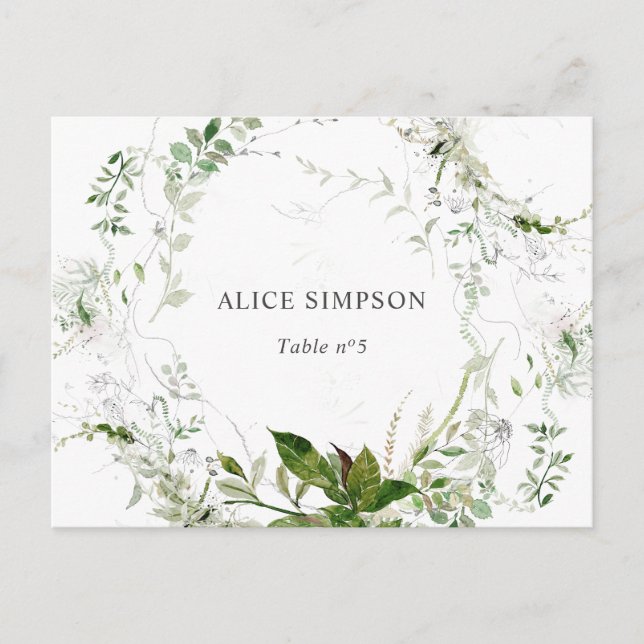 Postal De Invitación Elegante acuarela verde carta (Anverso)