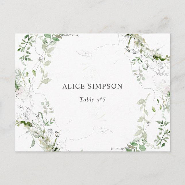 Postal De Invitación Elegante acuarela verde carta (Anverso)
