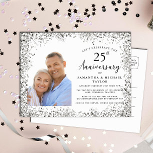 Postal De Invitación Elegante aniversario plateado 25 Boda