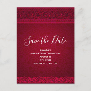 Postal De Invitación Elegante Antecedentes Rojos Elegante Cumpleaños