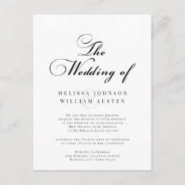 Postal De Invitación Elegante Boda blanco y negro
