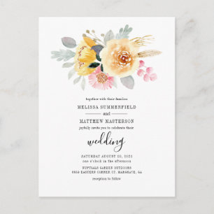 Postal De Invitación Elegante Boda botánico de acuarela floral