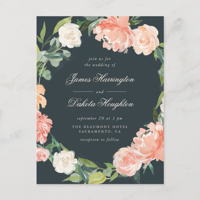 Postal De Invitación Elegante Boda de acuarela y eucalipto (Anverso)