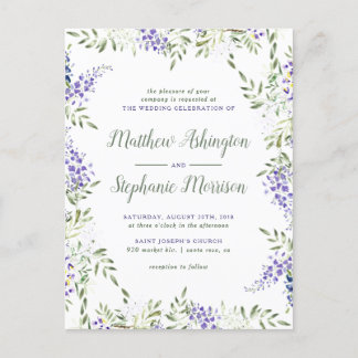 Postal De Invitación Elegante Boda de armazón de Wisteria Floral